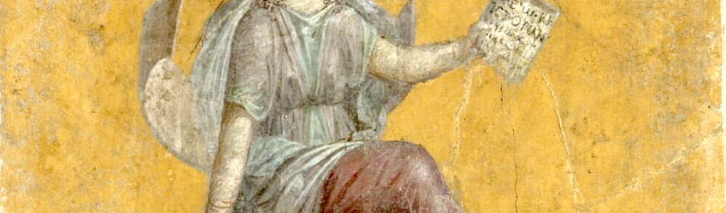 fresco of Muse with scroll