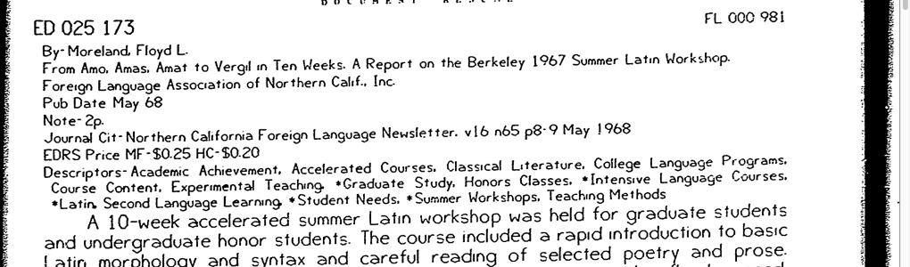 1967 Latin Workshop announcement