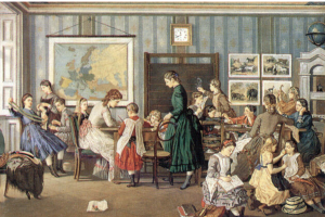 schoolroom scene (19th c. painting)